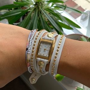 La Mer White & Gold wrap watch